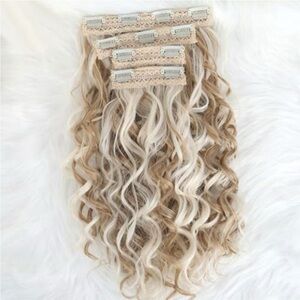 Blonde Curly Clip-In Hair Extensions - Multi-Tone Blonde